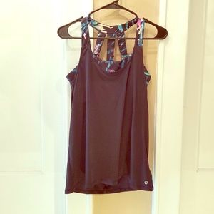 Gap Fit black tank with multicolor bra NWOT